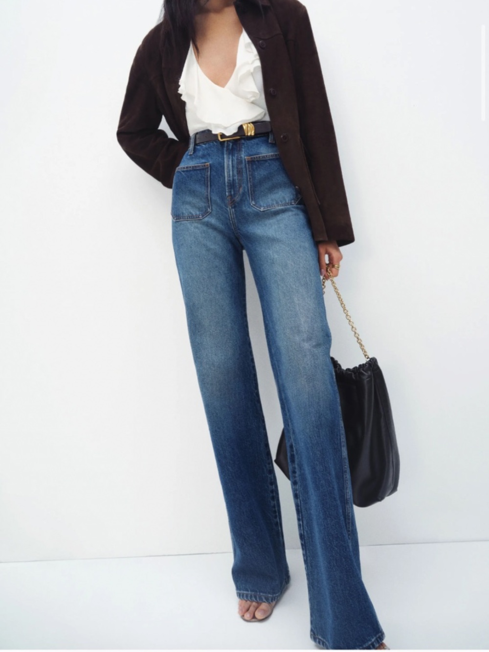 Reformation Alyssa Stretch High Rise Wide Leg Long Jeans Blue - Size 25